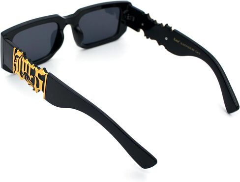 Locs Bold Gothic Logo All Black Gangster Shade Plastic Sunglasses in Saudi Arabia