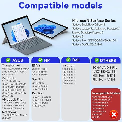 القلم السطح - Microsoft Surface Pro 11/x/9/8/7/6/5/3/3 ، Surface GO 4/3/2/محمول/استوديو/كتاب ، كمبيوتر محمول Microsoft Surface (2024) Windows 11 Copilot+ PC Surface Stylus لـ Surface Pro 11 in Saudi Arabia