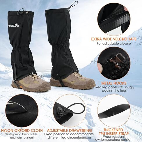 Waterproof Adjustable Leg Gaiters for Men and Women Snow Boot Gaiters for Hiking in Hunting Sand and Mud Mountain Climbing or Snowshoeing in Kuwait