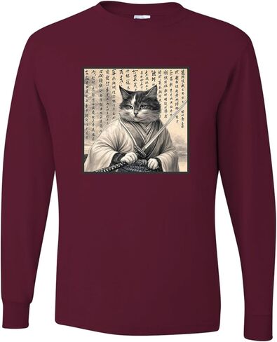 Go All Out Ancient Samurai Cat Ukiyo-e Japan Mens Long Sleeve T-Shirt in Saudi Arabia
