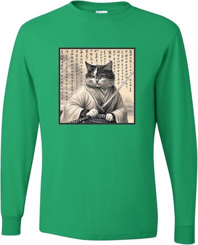 Go All Out Ancient Samurai Cat Ukiyo-e Japan Mens Long Sleeve T-Shirt in Saudi Arabia