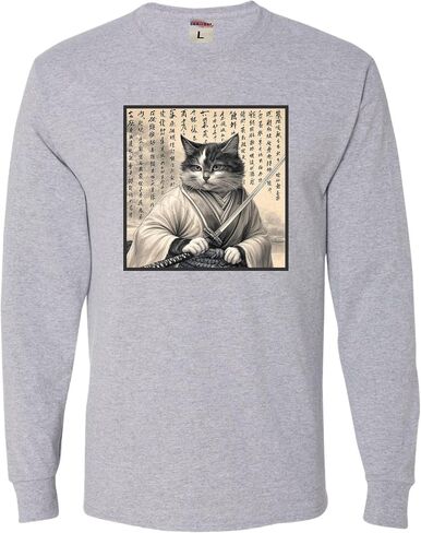 Go All Out Ancient Samurai Cat Ukiyo-e Japan Mens Long Sleeve T-Shirt in Saudi Arabia