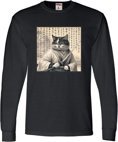 Go All Out Ancient Samurai Cat Ukiyo-e Japan Mens Long Sleeve T-Shirt in Saudi Arabia