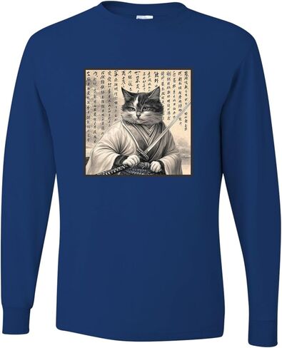 Go All Out Ancient Samurai Cat Ukiyo-e Japan Mens Long Sleeve T-Shirt in Saudi Arabia