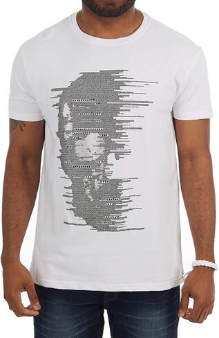 HEADS OR TAILS Mens Graphic T-Shirts w/Rhinestones, Skull Printed Bling Stone Studded, Slim Fit Knit Cool T Shirts for Men in Saudi Arabia