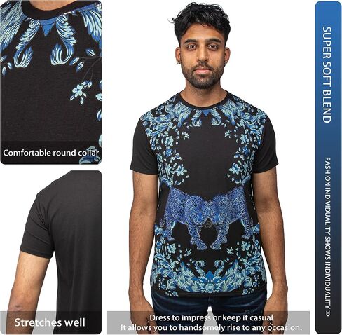 HEADS OR TAILS Mens Graphic T-Shirts w/Rhinestones, Skull Printed Bling Stone Studded, Slim Fit Knit Cool T Shirts for Men in Saudi Arabia