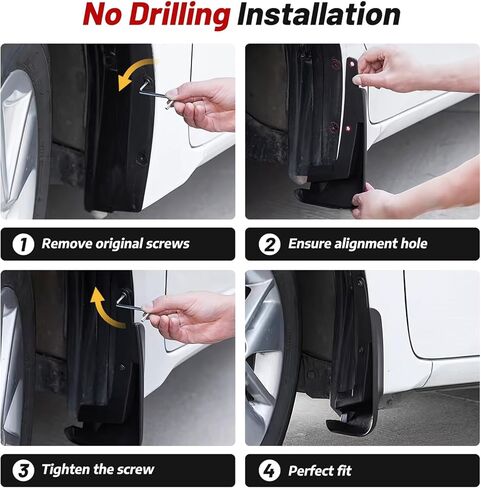 All-Weather Mud Flaps Splash Guards for Toyota Tundra 2025 2024 2023 2022 Accessories,No-Drill Mudguards 4PCS Front&Rear Mudflaps Set with Hardware(Not fits SR Models) in Kuwait