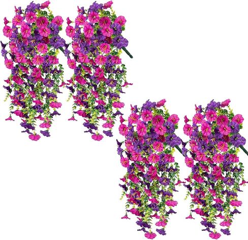 Artificial Hanging Morning Glory Flowers,3PCS Realistic Artificial Hanging Flowers for Outdoor, Wedding Corridor Yard Gardens Porches Patios Balconies Aisle Decor, Color(3) in Saudi Arabia