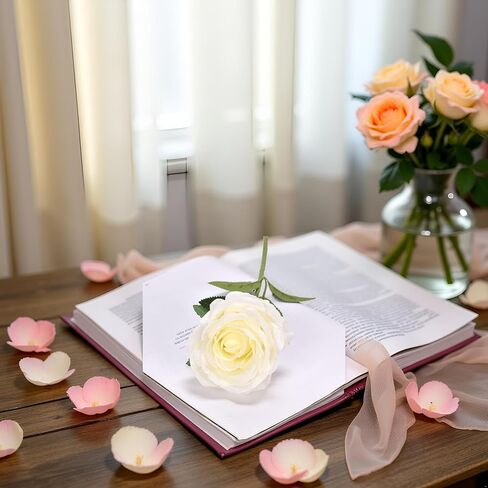 1Pc White Artificial Silk Roses Long Single Stem Artificial Roses for Home Decor Table Centerpiece Arrangement Valentine's Day Gift (19.68in Tall) (White) in Saudi Arabia