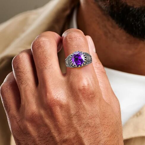 925 Sterling Silver Real Turquoise Ring for Men 12x10 mm Genuine Native American Rings Vintage Jewelry for Man in Saudi Arabia