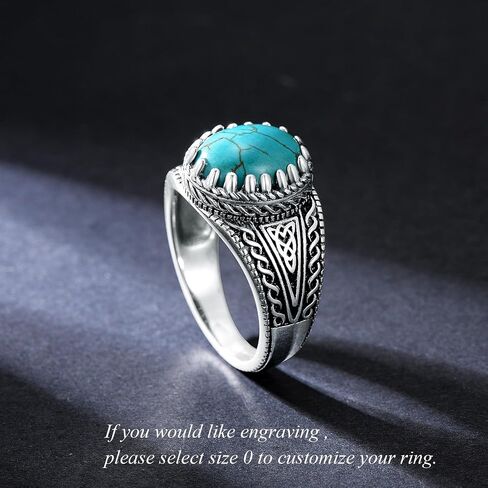 925 Sterling Silver Real Turquoise Ring for Men 12x10 mm Genuine Native American Rings Vintage Jewelry for Man in Saudi Arabia