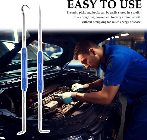 2PCS CarbonSteel Hook Tool and Pick Set,Double End Pick and Hook Set Auxiliary Dismantling Fittings,Universal O Ring Pick Set and Hook Tool Car Accessories Fit for Most Cars in Saudi Arabia
