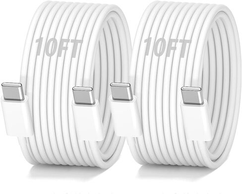 10FT USB C to USB C Cable 60W, Type C Charger Cable Fast Charging Cord for iPhone 16 15 Pro Max Plus iPad Pro Air Mini MacBook Air,1Pack,White in Saudi Arabia