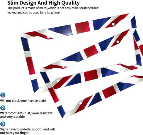 إطار لوحة رخصة العلم البريطاني في المملكة المتحدة - 1 حزمة مخصصة لوحة الترخيص Union Jack Ricelder Cover Aluminium Metal Car مع 4 ثقوب الديكور للسيارات الأمريكية المعيار للنساء الرجال in Saudi Arabia