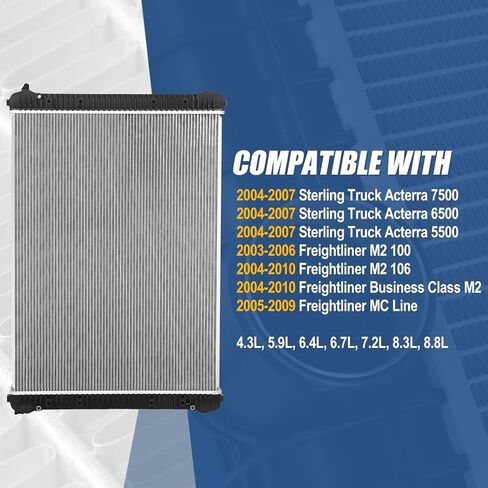 Auto Dynasty Radiator Compatible with 2003-2010 Freightliner Business Class M2 100 106 Sterling Truck Acterra 5500 6500 7500 4.3L 5.9L 6.4L 6.7L 7.2L 8.3L 8.8L, 3-Row Cooling Radiator, Aluminum Core in Saudi Arabia