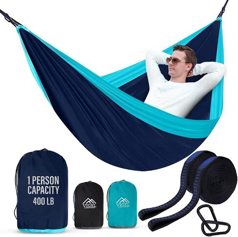 Vigel Camping Hammock - XL Double Hammock 500 Lb Capacity - Nylon Hammock - Durable Hammock - Portable Tree Hammock - Hammocks for Outside - Camping Accessories for Outdoor, Travel, Hiking in Saudi Arabia
