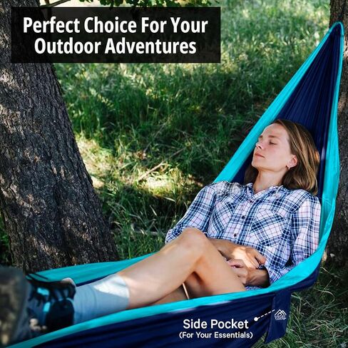 Vigel Camping Hammock - XL Double Hammock 500 Lb Capacity - Nylon Hammock - Durable Hammock - Portable Tree Hammock - Hammocks for Outside - Camping Accessories for Outdoor, Travel, Hiking in Saudi Arabia