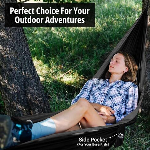 Vigel Camping Hammock - XL Double Hammock 500 LB سعة - أرجوحة نايلون - أرجوحة متينة - أرجوحة شجرة محمولة - أرجوحة من أجل التخييم في الهواء الطلق ، والسفر ، والمشي لمسافات طويلة in Kuwait