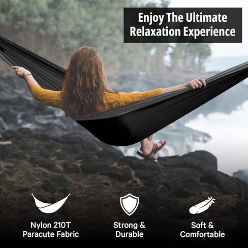 Vigel Camping Hammock - XL Double Hammock 500 LB سعة - أرجوحة نايلون - أرجوحة متينة - أرجوحة شجرة محمولة - أرجوحة من أجل التخييم في الهواء الطلق ، والسفر ، والمشي لمسافات طويلة in Kuwait