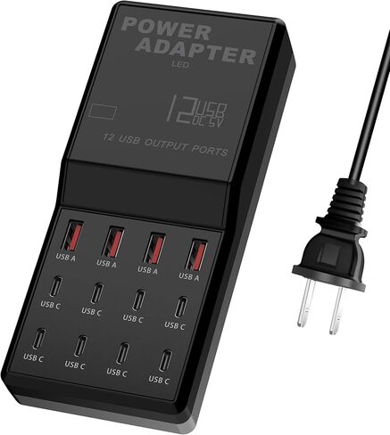 محطة الشحن (65W) ، شاحن سطح مكتب USB C 12-in-1 للهاتف 15 ، MacBook ، وأكثر من 5 قدم كابل مسطح وتوصيل للمنزل ، Office (12 منافذ USB-C) in Kuwait