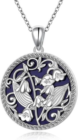 Alphm Handmade Lapis Lazuli Necklace 925 Sterling Silver Lily of the Valley/Ganesha Necklace Jewelry for Women Men in Kuwait