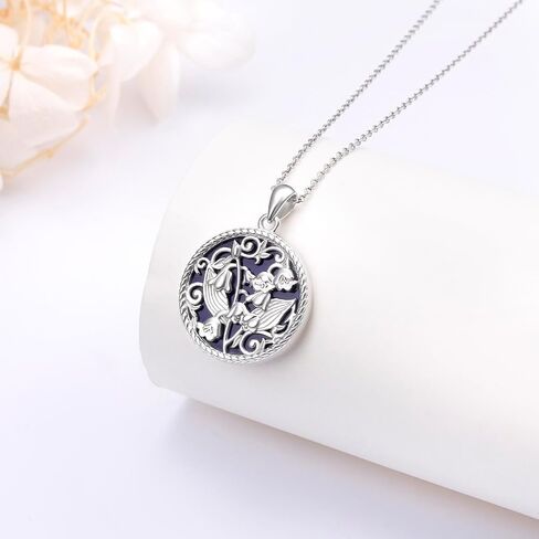 Alphm Handmade Lapis Lazuli Necklace 925 Sterling Silver Lily of the Valley/Ganesha Necklace Jewelry for Women Men in Kuwait