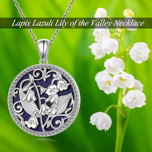Alphm Handmade Lapis Lazuli Necklace 925 Sterling Silver Lily of the Valley/Ganesha Necklace Jewelry for Women Men in Kuwait