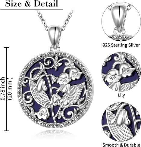 Alphm Handmade Lapis Lazuli Necklace 925 Sterling Silver Lily of the Valley/Ganesha Necklace Jewelry for Women Men in Kuwait
