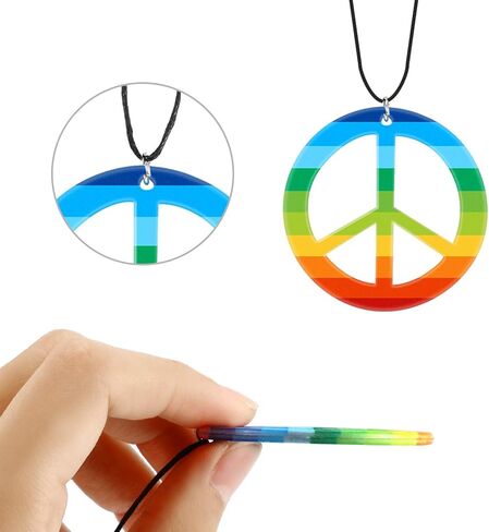 Meekoo 12 PCS قوس قزح قلادات السلام البلاستيكي قلادة قلادة قلادة 60s 70s ملحق ملحق الحب هدايا لافتة السلام للرجال in Saudi Arabia