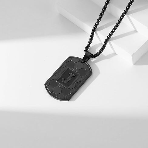 كرة القدم الأولي A-Z Dog Tag Necklace for Men Soccer Charm Charm سلسلة من الفولاذ المقاوم للصدأ 22+2 بوصة الرياضيين الرياضي in Kuwait