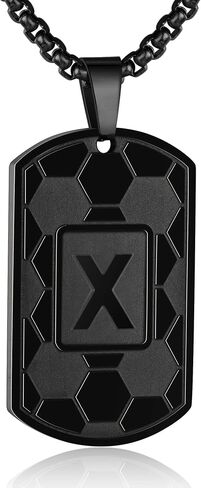 Soccer Initial A-Z Dog Tag Necklace for Men Soccer Charm Pendant Stainless Steel Chain 22+2 Inches Personalized Sports Athletes Jewelry Soccer Gift for Men in Kuwait