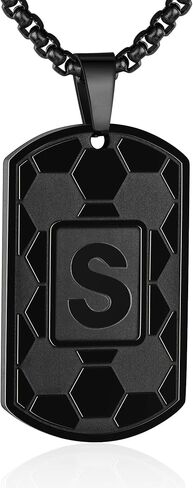 كرة القدم الأولي A-Z Dog Tag Necklace for Men Soccer Charm Charm سلسلة من الفولاذ المقاوم للصدأ 22+2 بوصة الرياضيين الرياضي in Kuwait