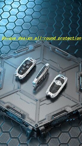 for Hyundai Key fob Cover,Heavy Car Key Case Protector Compatible with 2022 2023 2024 2025 Hyundai Santa fe Sonata Tucson Santa Cruz Smart Key (5 buttton-silver) in Kuwait