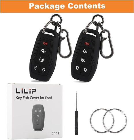 for Ford Key Fob Cover with Keychains | Silicone Key Fob Protector Compatible with Ford Mustang Fusion Edge Explorer in Saudi Arabia