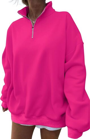 Avanova Women Quarter Half Zip Pullover Oversized Tunic Sweatshirt Long Sleeve Shirt in Saudi Arabia