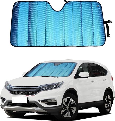 leechio 1 PC Car Windscreen Sunshade, Thickened Foldable Aluminium Foil Material Heat-insulating Sunshade, 57" x 27.5 "Front Window Heat Insulation Protection, Universal for Most Cars (Blue) in Saudi Arabia