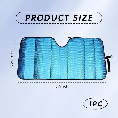 leechio 1 PC Car Windscreen Sunshade, Thickened Foldable Aluminium Foil Material Heat-insulating Sunshade, 57" x 27.5 "Front Window Heat Insulation Protection, Universal for Most Cars (Blue) in Saudi Arabia