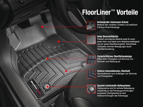Weathertech Floorliner HP مخصص FIT FLOOR HASS لـ HYUNDAI SANTA FE-الصف الأول والثاني (441656-1-2IM) ، أسود in Kuwait