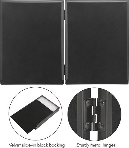 Americanflat Hinged 5x7 Picture Frame with Wide, Beveled Molding and Shatter-Resistant Glass - Modern Metal Picture Frame Displays Two 5x7 Photos - Elegant Photo Frames for Tabletop Display - Black in Kuwait