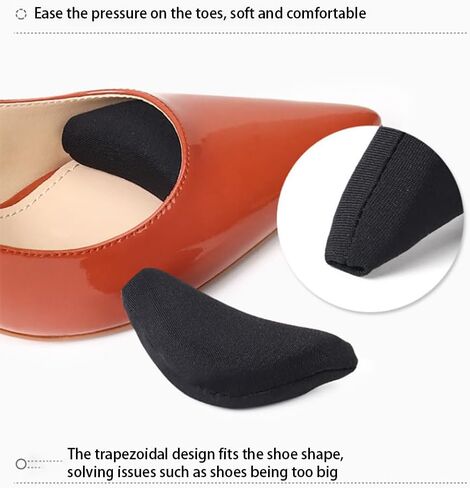 6 Pairs Black Toe Filler Cushion Inserts Soft Sponge Adjustable Shoe Filler Breathable Big Toe Plug Forefoot Pad Unisex Foot Brace Pads Reusable Foam Too Big Insert for Flats Sneakers Men Women in Kuwait