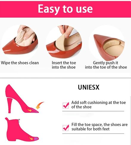 6 Pairs Black Toe Filler Cushion Inserts Soft Sponge Adjustable Shoe Filler Breathable Big Toe Plug Forefoot Pad Unisex Foot Brace Pads Reusable Foam Too Big Insert for Flats Sneakers Men Women in Kuwait