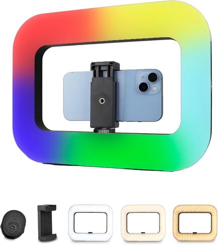 Smartphone Video Rig with Light, Handheld Ring Selfie Light Kit, LED Mobile Video Stabilizer with Built-in 8000mAh Battery for Camera, Smartphone, YouTube, TikTok Video Recording, Makeup in Saudi Arabia