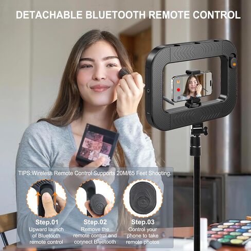 Smartphone Video Rig with Light, Handheld Ring Selfie Light Kit, LED Mobile Video Stabilizer with Built-in 8000mAh Battery for Camera, Smartphone, YouTube, TikTok Video Recording, Makeup in Saudi Arabia