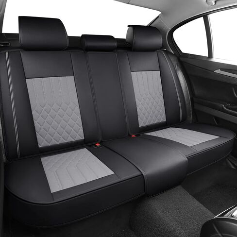 أغطية مقعد سيارة Tomatoman متوافق مع Mazda CX7 Universal Fit‌ Faux Vaux Leather Decoration الداخلية (مجموعة كاملة/أسود) in Kuwait