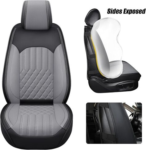 أغطية مقعد سيارة Tomatoman متوافق مع Mazda CX7 Universal Fit‌ Faux Vaux Leather Decoration الداخلية (مجموعة كاملة/أسود) in Kuwait