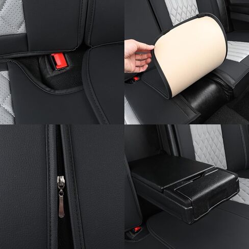 أغطية مقعد سيارة Tomatoman متوافق مع Mazda CX7 Universal Fit‌ Faux Vaux Leather Decoration الداخلية (مجموعة كاملة/أسود) in Kuwait