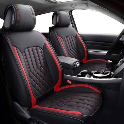أغطية مقعد سيارة Tomatoman متوافق مع Mazda CX7 Universal Fit‌ Faux Vaux Leather Decoration الداخلية (مجموعة كاملة/أسود) in Kuwait