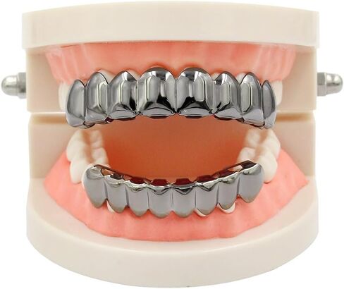 18K الذهب المطلي بالذهب 8 أعلى الأسنان 8 أسفل الأسنان الهيب هوب الأسنان Grillz + 2 قضبان صب للرجال والنساء in Kuwait