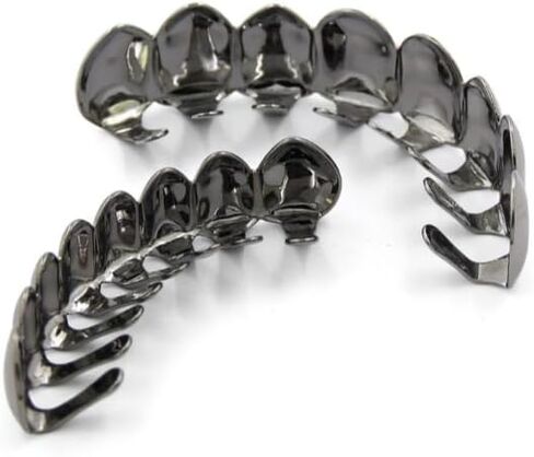 18K الذهب المطلي بالذهب 8 أعلى الأسنان 8 أسفل الأسنان الهيب هوب الأسنان Grillz + 2 قضبان صب للرجال والنساء in Kuwait