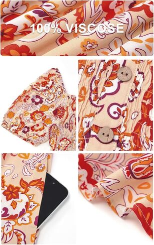 PRETTYGARDEN Womens Summer Dresses 2025 Casual Boho Floral Puff Short Sleeve Flowy Maxi Dress Smocked V Neck Sun Dresses in Kuwait